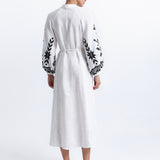 Greek Archaic Kori Ios Button Front Kaftan Dress - White and Black - Simply Beach UK