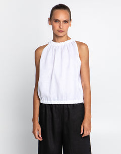 Greek Archaic Kori Classic Linen Top - White - Simply Beach UK