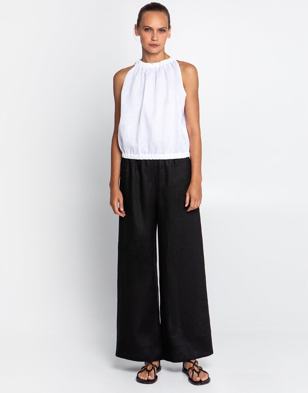 Greek Archaic Kori Classic Linen Top - White - Simply Beach UK