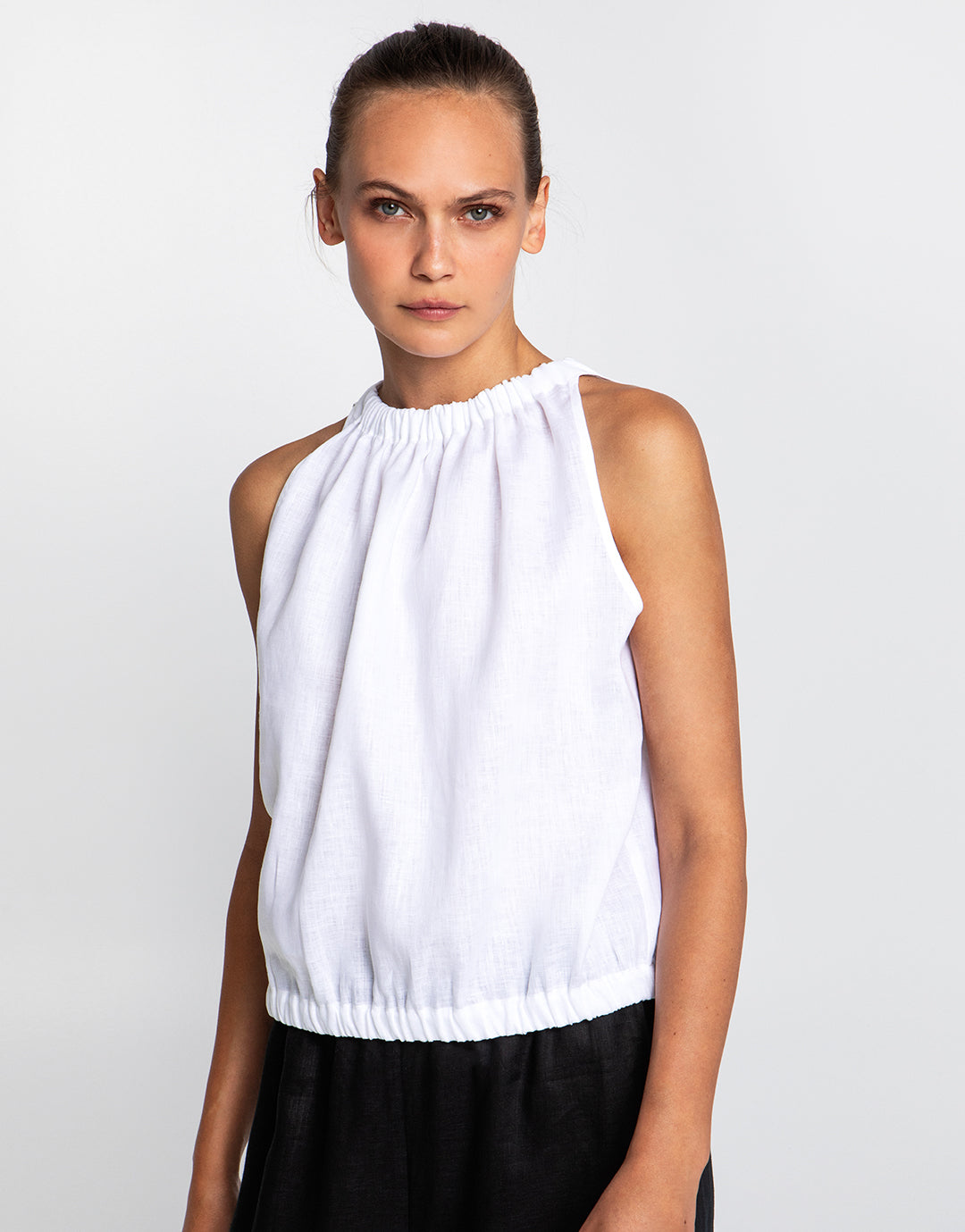 Greek Archaic Kori Classic Linen Top - White - Simply Beach UK