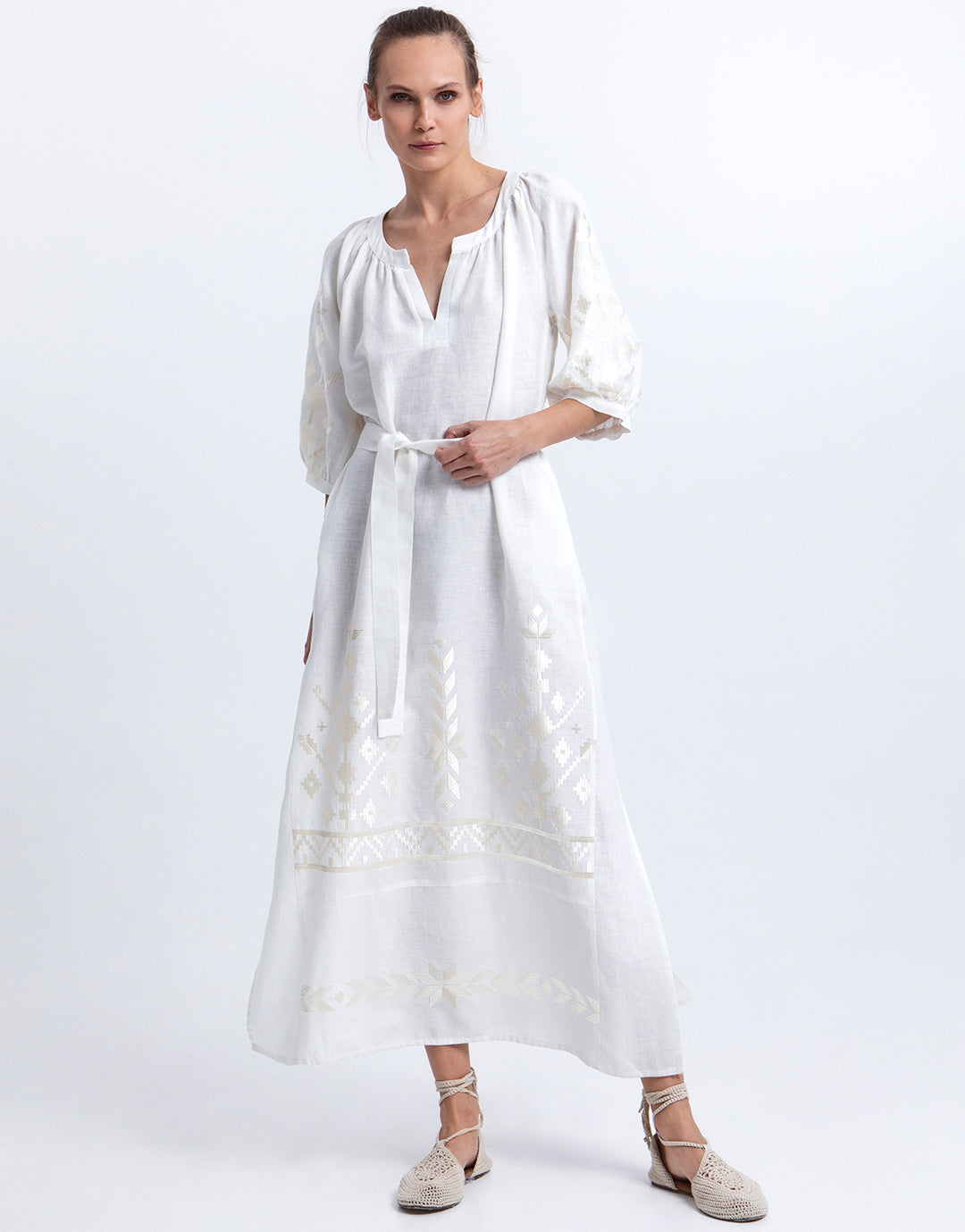midi kaftan dress Bellino Blue Floral it gracefully drapes for a flattering silhouette MALA handworks | Skye Double