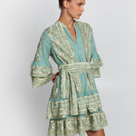 Classic Triangle Layered Mini Dress with Sash - Sea Green and Gold - Simply Beach UK