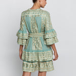 Classic Triangle Layered Mini Dress with Sash - Sea Green and Gold - Simply Beach UK