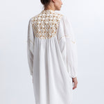 Greek Archaic Kori Flakes Mini Dress - White and Gold with Champagne - Simply Beach UK