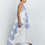 Lefkada Strappy Maxi Dress - White and Blue - Simply Beach UK