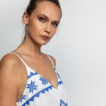 Lefkada Strappy Maxi Dress - White and Blue - Simply Beach UK