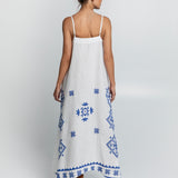 Lefkada Strappy Maxi Dress - White and Blue - Simply Beach UK