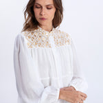 Greek Archaic Kori Flakes Blouse - White and Gold with Champagne - Simply Beach UK