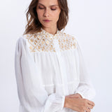 Greek Archaic Kori Flakes Blouse - White and Gold with Champagne - Simply Beach UK
