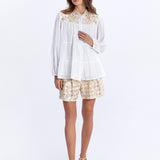 Greek Archaic Kori Flakes Blouse - White and Gold with Champagne - Simply Beach UK