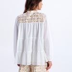 Greek Archaic Kori Flakes Blouse - White and Gold with Champagne - Simply Beach UK