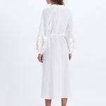 Greek Archaic Kori Ios Button Front Kaftan Dress - White and Champagne - Simply Beach UK