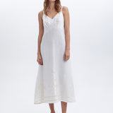 Greek Archaic Kori Ios Strappy Dress - White and Champagne - Simply Beach UK