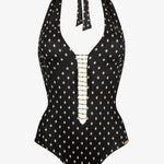 Soul Spots Plunge Halter Swimsuit - Black - Simply Beach UK