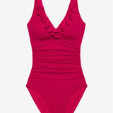 Lauren Ralph Lauren Beach Club Solids Ruffle Swimsuit - Orchid - Simply Beach UK