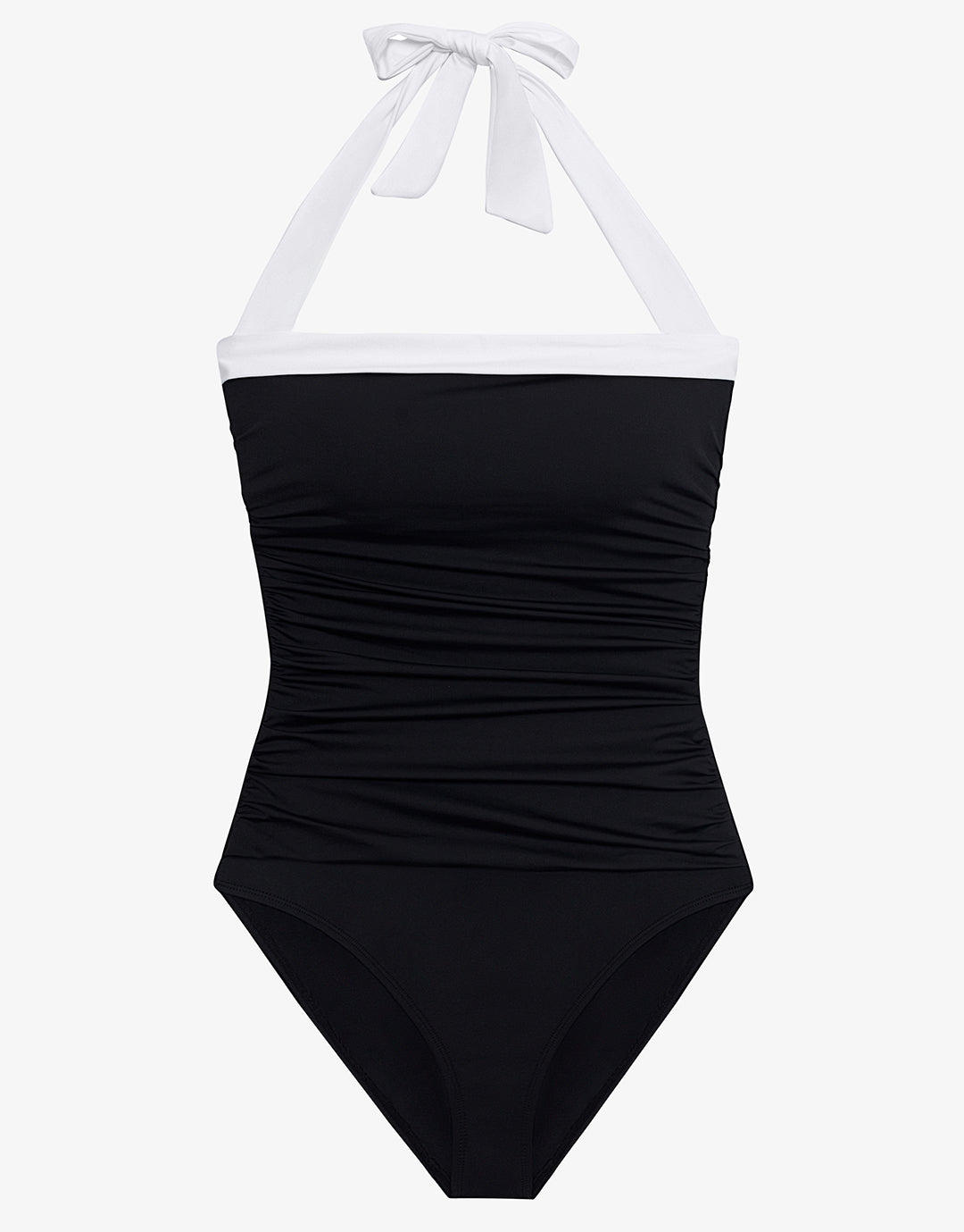 Bel Air Shirred Bandeau Mio Swimsuit - Black and White - Simply Beach UK