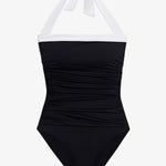 Bel Air Shirred Bandeau Mio Swimsuit - Black and White - Simply Beach UK
