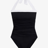Bel Air Shirred Bandeau Mio Swimsuit - Black and White - Simply Beach UK
