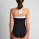 Bel Air Shirred Bandeau Mio Swimsuit - Black and White - Simply Beach UK