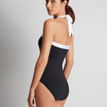 Bel Air Shirred Bandeau Mio Swimsuit - Black and White - Simply Beach UK