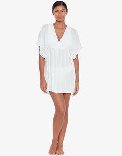 Crinkle Tunic Beach Dress - White - Simply Beach UK