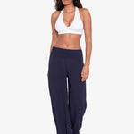 Crinkle Smocked Waist Beach Pant - Dark Navy - Simply Beach UK