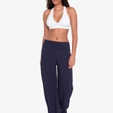 Crinkle Smocked Waist Beach Pant - Dark Navy - Simply Beach UK