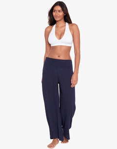 Crinkle Smocked Waist Beach Pant - Dark Navy - Simply Beach UK