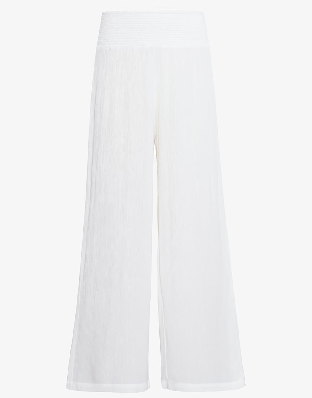 Crinkle Smocked Waist Beach Pant - White - Simply Beach UK