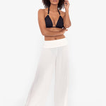 Crinkle Smocked Waist Beach Pant - White - Simply Beach UK