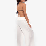 Crinkle Smocked Waist Beach Pant - White - Simply Beach UK