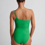 Beach Club Solids Double Strap One Shoulder Swimsuit - Palm Green - Simply Beach UK