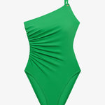Beach Club Solids Double Strap One Shoulder Swimsuit - Palm Green - Simply Beach UK