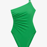 Beach Club Solids Double Strap One Shoulder Swimsuit - Palm Green - Simply Beach UK