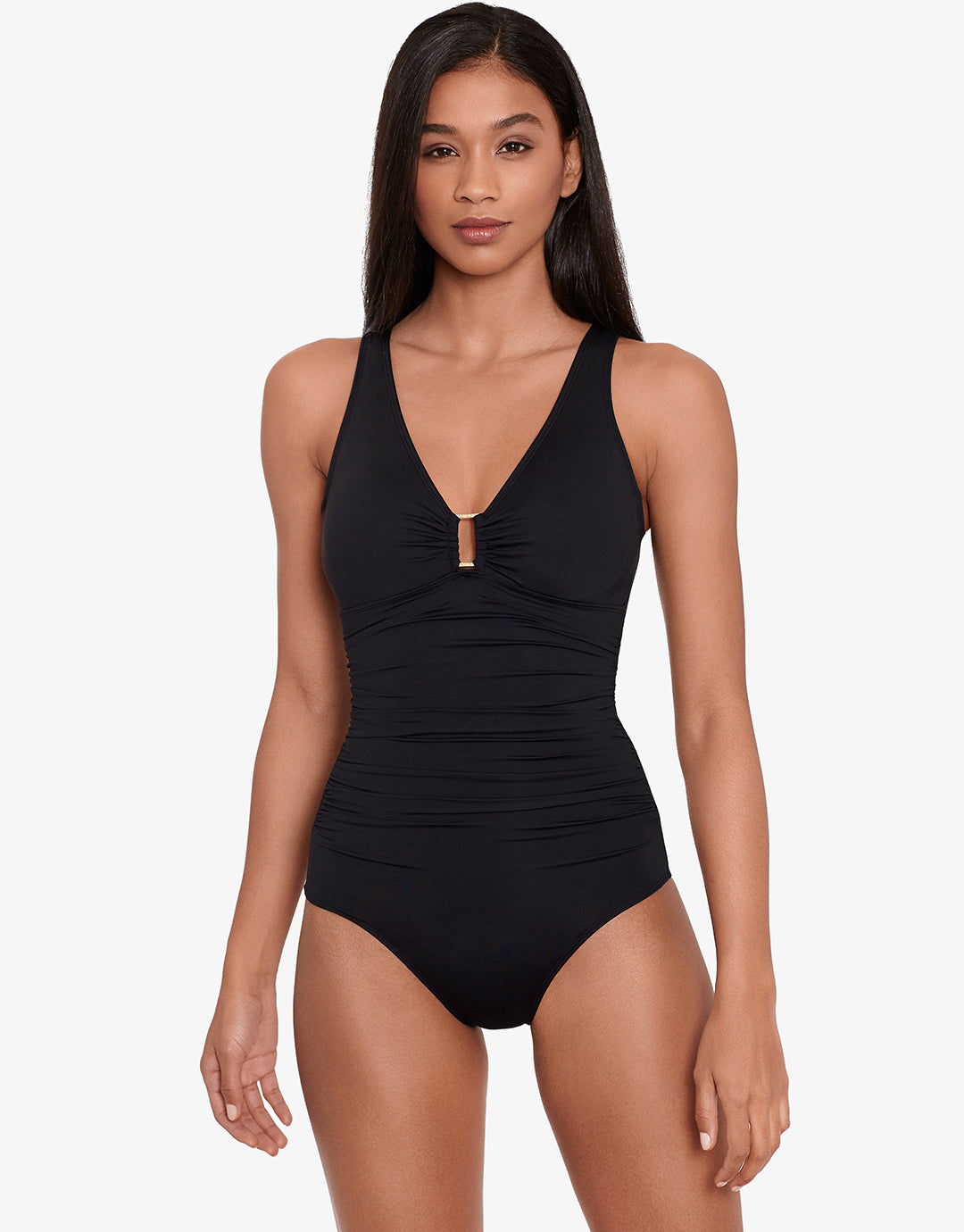 Beach Club Solids Ring OTS Swimsuit - Black - Simply Beach UK