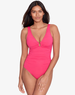 Beach Club Solids Ring OTS Swimsuit - Passionfruit - Simply Beach UK