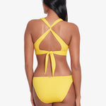 Beach Club Solids Twist X Back Bikini Top - Yellow - Simply Beach UK