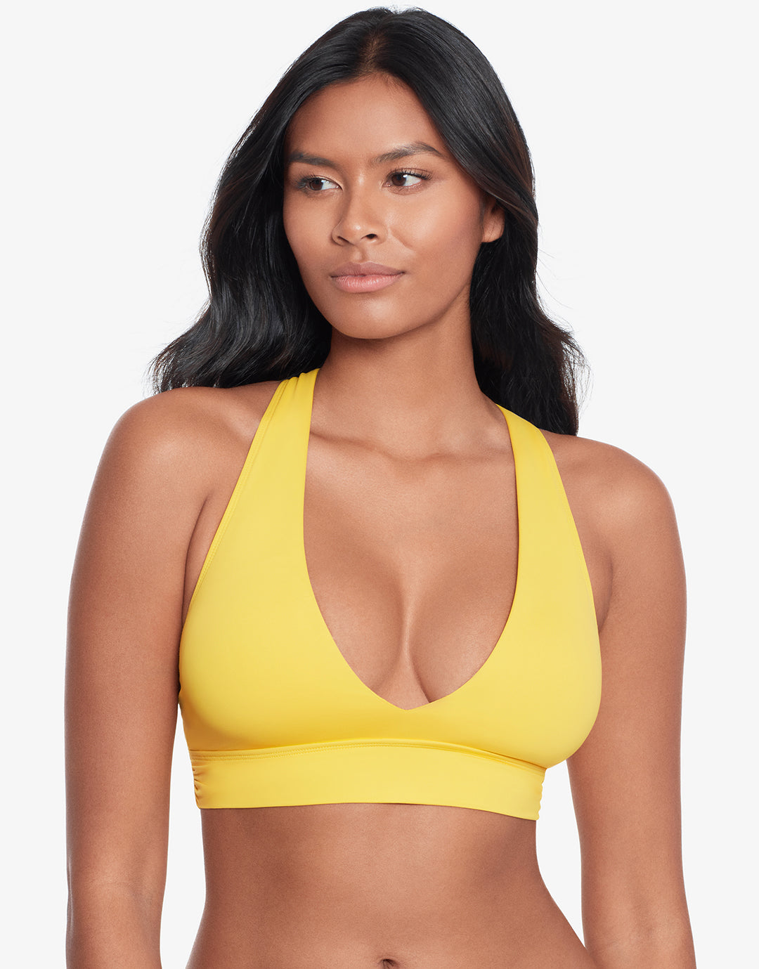 Beach Club Solids Twist X Back Bikini Top - Yellow - Simply Beach UK