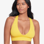 Beach Club Solids Twist X Back Bikini Top - Yellow - Simply Beach UK