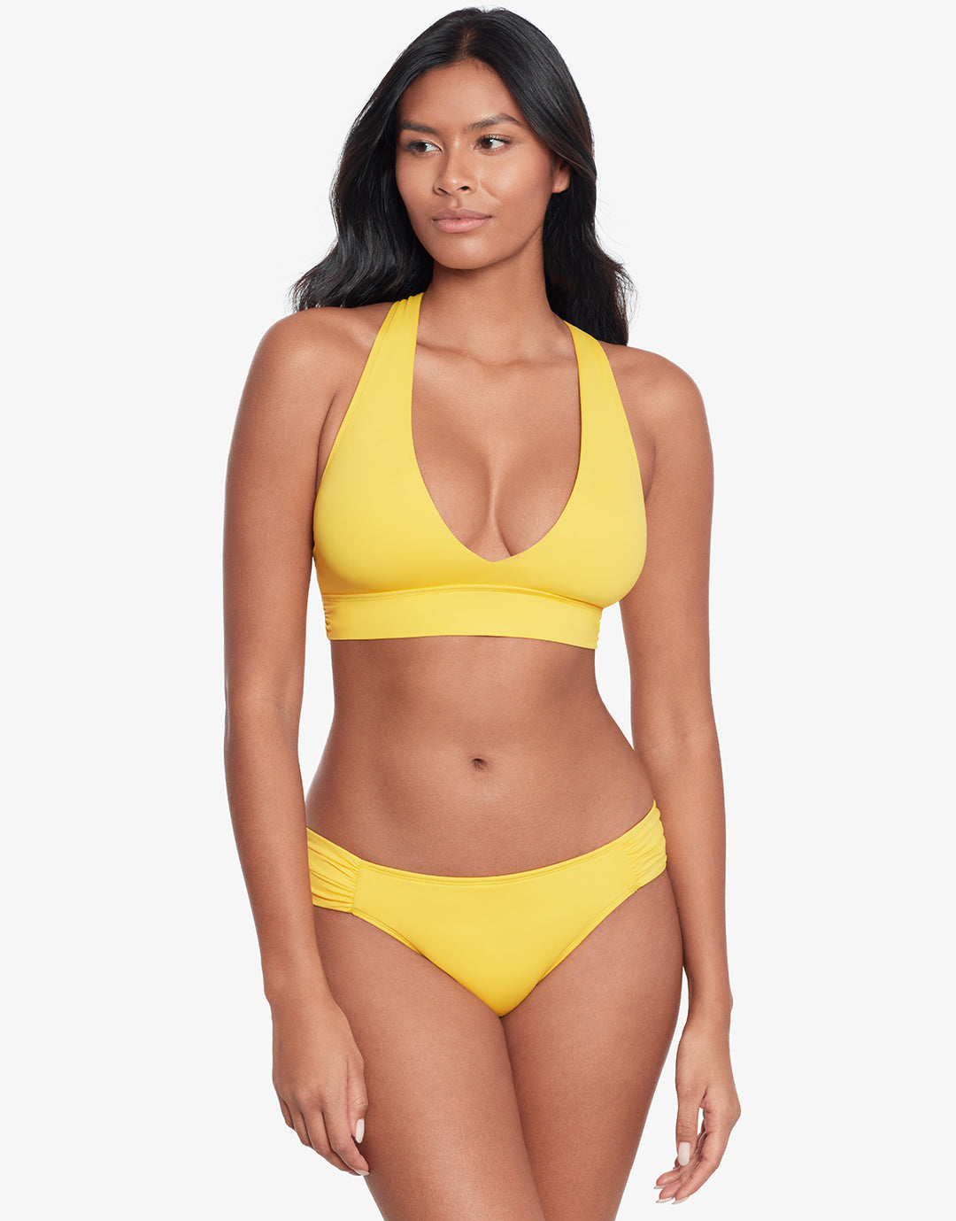 Beach Club Solids Twist X Back Bikini Top - Yellow - Simply Beach UK