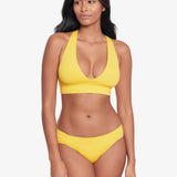 Beach Club Solids Twist X Back Bikini Top - Yellow - Simply Beach UK