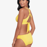 Beach Club Solids Shirred Tab Side Bikini Pant - Yellow - Simply Beach UK
