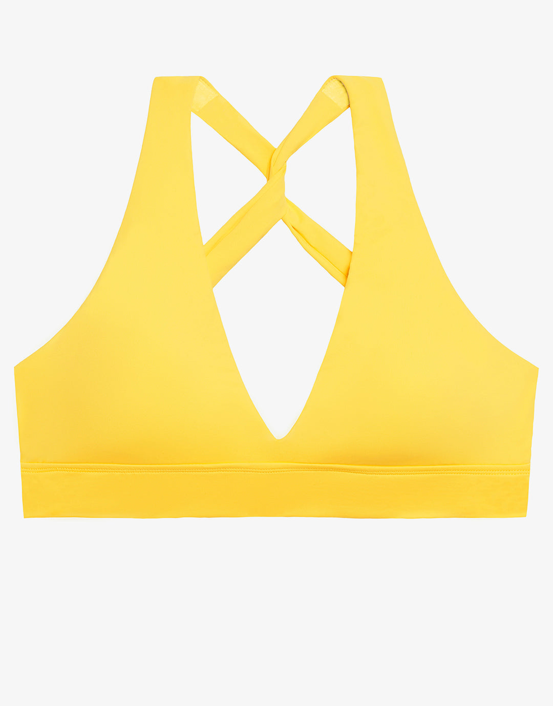 Beach Club Solids Twist X Back Bikini Top - Yellow - Simply Beach UK