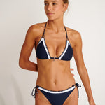 Allchic Stora Tie Side Bikini Pant - Navy - Simply Beach UK