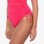 Beach Club Solids Ruched Strapless Swimsuit - Passionfruit - Simply Beach UK