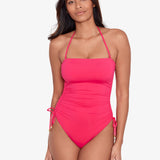 Beach Club Solids Ruched Strapless Swimsuit - Passionfruit - Simply Beach UK