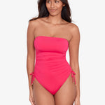 Beach Club Solids Ruched Strapless Swimsuit - Passionfruit - Simply Beach UK