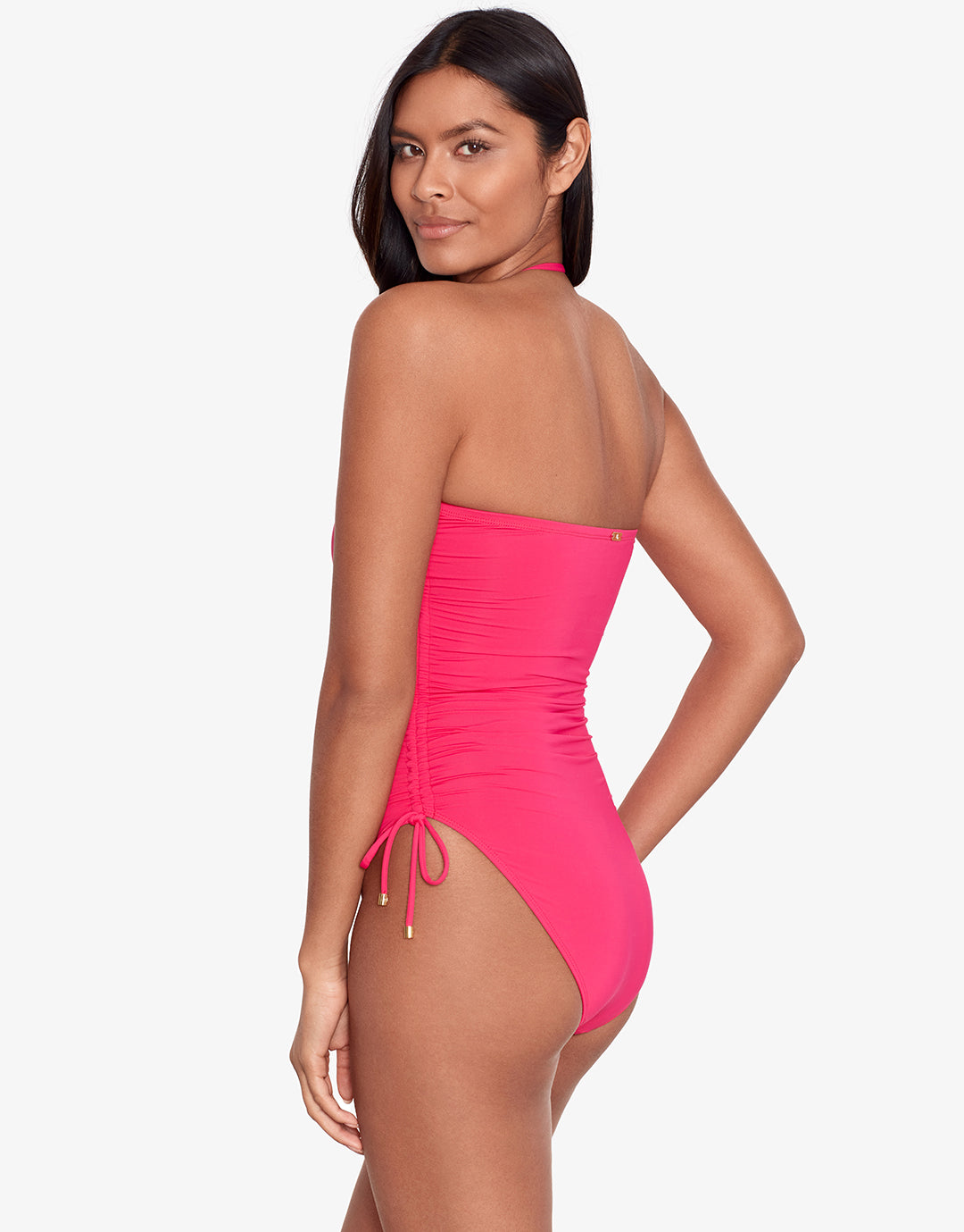 Beach Club Solids Ruched Strapless Swimsuit - Passionfruit - Simply Beach UK