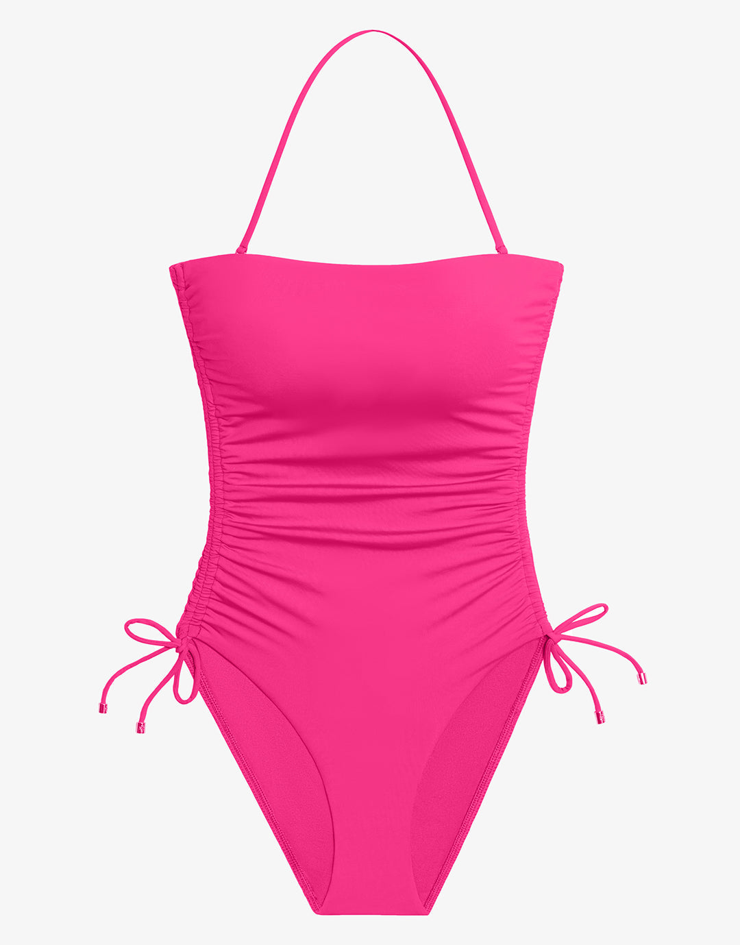 Beach Club Solids Ruched Strapless Swimsuit - Passionfruit - Simply Beach UK