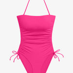 Beach Club Solids Ruched Strapless Swimsuit - Passionfruit - Simply Beach UK